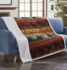 842131122455 Virah Bella Lodge Preserve Flannel Sherpa Quilt Throw