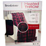 846756066804 Brookstone Heated Throw Red Black Plaid Plush Settings