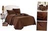 8541803837 Queen Brown Solid Color Box Stitch Quilted Bedspread