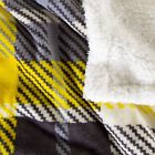 886511978225 Lavish Home Fleece Sherpa Gray Yellow Plaid Throw