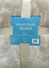 980230 Velvet Plush Blanket Twin Beige New 801418120683