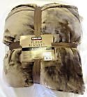 992563 Kirkland Signature King Brown Plush Blanket Warm Soft Cozy
