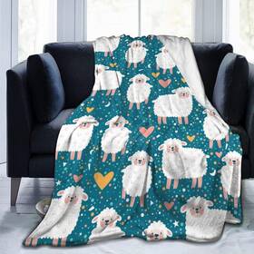 Abucaky 680988205606 Cute Sheep Fleece Throw Blanket Ultra Soft Cozy Decorative Flannel Al