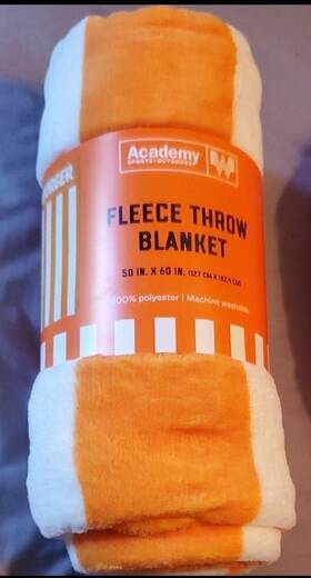 Academy 420004141392 Whataburger Fleece Throw Blanket Orange White 50 Inch X60 New 100% Polyester