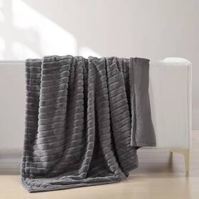 Adams 313103713792 Jennifer Luxe Faux Rabbit Fur Channel Throw - Gray New Free Shipping