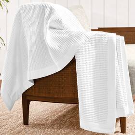 Adams 445000682666 Jennifer Cotton Waffle Throw - White New Free Shipping