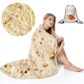 Admitrack 745695814135 Tortilla Blanket Funny Realistic Round Burrito Throw For Adults And Kids Double
