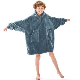 B0b6vdbyyh Aemicion Kids Wearable Blanket Hoodie Super Soft Warm Oversized Blue/grey