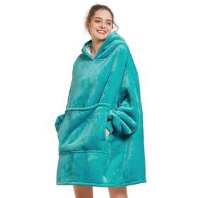 Adult-ldpg-001 Aemilas Cozy Sherpa Hoodie Blanket With Giant Pocket For Women - Turquoise Green