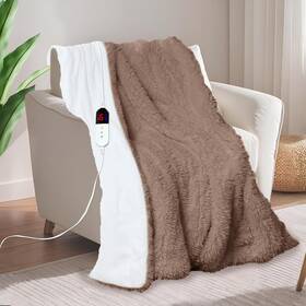 Aep 744759979643 Electric Blanket Heated 6 Modes 4 Hour Auto Off Soft Brown 50 Inch X60 Faux Rabbit