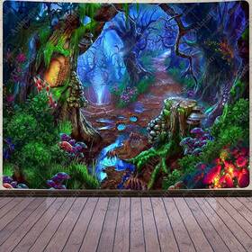 Aidatain 805123474017 Fantasy Forest Jungle Magic Game Scene Flannel Large Size 80x60 Inch