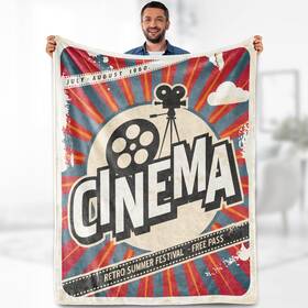 Aimego 702103839142 Cinema Clapboard Gifts Blanket - Retro Movie Reel Theme Throw For Adults Kids