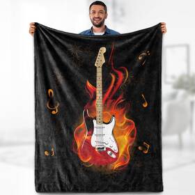 Aimego 702103839562 Music Guitar Gifts Blanket - Rock Musical Instruments Art Theme Throw For Gui