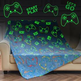 Ygt002 Aimego Gaming Blanket Glow In The Dark For Girls Boys Gamer Room Decor Night Light
