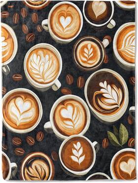 7845fghuiop121 Ainori Coffee Lovers Flannel Blanket - Cute Cafe With Latte Art And 50x60in