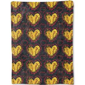 Yu56554jkm Ainori Softball Heart Blanket Yellow Hearts With Red Stitches Sport Fleece Throwgifts F