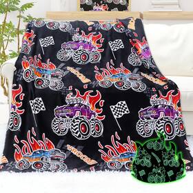 Aisde 458691865012 Truck Blanket Glow In The Dark For Boys Soft Throw Glowing Ex