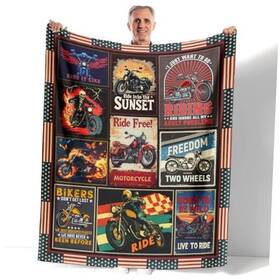 25-4-1-ztdjk-101 Alive-yyx Vintage Motorcycle Fleece Blanket For Adults Men Women Riding 50 Inch X 60