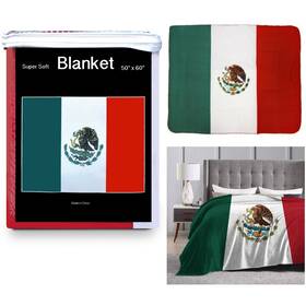 Atb-bk-154 Alltopbargains New Mexican Flag Fleece Blanket 5 Ft X 4.2 Ft. For Bandera Cobija Throw