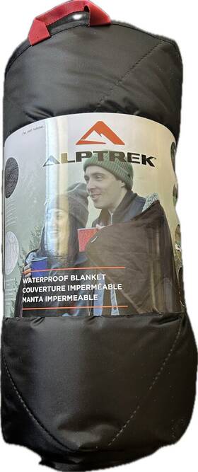 Alptrek 810080493001 Waterproof Windproof Blanket Camping Plush Sherpa Fleece Lining Black