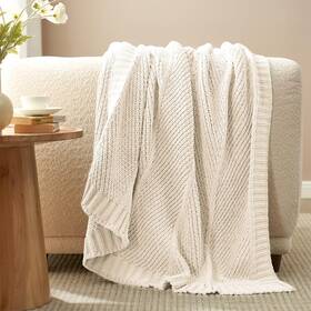 6faof786 Am Lie Home Chenille Knit Throw Blanket For Couch Chevron Texture Decorative Soft Blanke