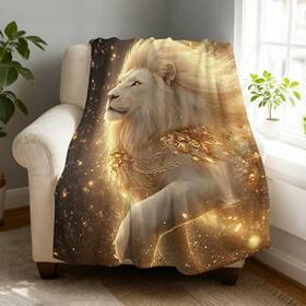 Mh20-hot0729-35 Amasnay Golden Lion Fleece Throw Blanket 40x50 Inch Soft Fuzzy Comfy Flannel Warm