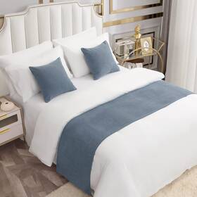 Br122 Amberis Bed Runner Single Layer Chenille Blue Modern Style Scarves For Home Hotel D