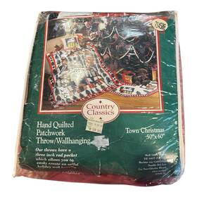 American Pacific 085989802845 Vintage Hand-quilted Patchwork Throw Town Christmas 50x60