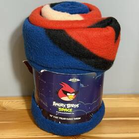 91383 Angry Birds Space Polar Fleece Throw 50 Inch X60 Blue Blanket Featuring Red Bird