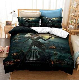 Green-77 Ankeyoo Nightmare Christmas Bedding Set 3d Queen Jack Skellington Black