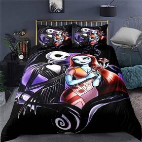 Red-77 Ankeyoo Nightmare Christmas Bedding Set Valentines Day Decor Full Black