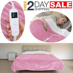 Anluwin 704505888902 Electric Pink Heated Blanket King Size 84x90 Dual Control Soft Flannel Washable