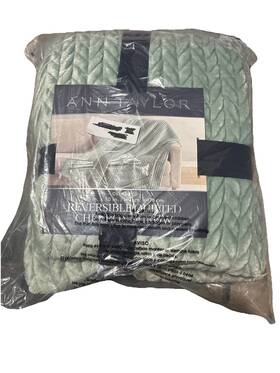 990424643 Ann Taylor Chevron Plush Throw Blanket 60 Inch X 70 Green