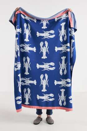 66899972 Anthropologie New Connell Blue Lobster Print Throw Blanket