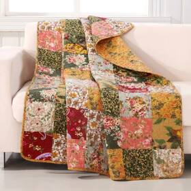 Antique Chic 636047290250 Throw Blanket Floral Paisley Patchwork Design Cotton Quilted Sofa Chair Cover