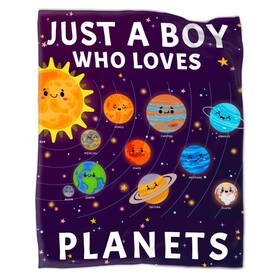 Bs001dh54632 Anydia Just A Boy Who Loves Planets Solar System Blanket Gifts For