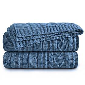 Jx220315-002 Aormenzy Dusty Blue Cable Knit Throw Blanket Oversized 60 X 80 Super Soft Comfy
