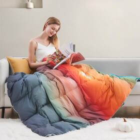 Me104-s Apsmile Sunset Print Down Throw Blanket Extra Fluffy And Warm Packable Indoor/outdoor