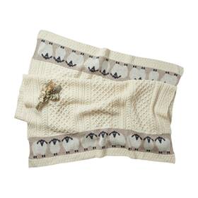 B157 Aran Woollen Mills Children Irish Sheep Knitted Blanket For Boys And Girls 100% Merino Wool Throw M
