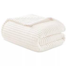 100211915fq Arch Studio Ivory Full / Queen Ribbed Plush Blanket