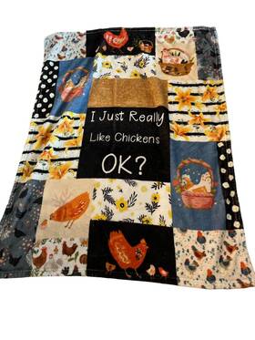 Artblanket 979325141179 I Just Really Like Chickens Throw Blanket Fleece Super Soft Funny Cottage Blue