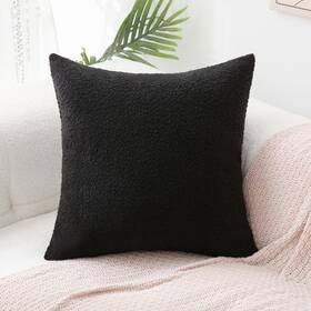 Qqs-blck-2424x1 Artcest Set Of 1 Decorative Boucle Comfy Throw Pillow Cover Large Soft Elega