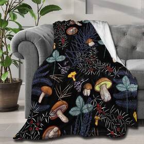 Artiemaster 872777635238 Dark Wild Forest Mushrooms Customized Blanket Soft And Lightweight Flannel Th