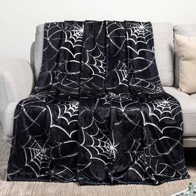 Artlunar 717025722007 Gothic Spider Web Blanket - Halloween Themed Throw For Goth Room Decor 50 Inch X60