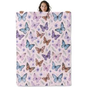 L50927c059h5628 Asivud Elegant Butterfly Blanket Pastel Floral Style 60 X 50 Inch Flannel Throw Bla
