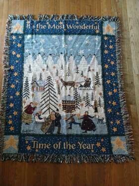 83-cp-atewty At Home America Its The Most Wonderful Time Of Year Tapestry Throw Blanket Fringe Soft Euc