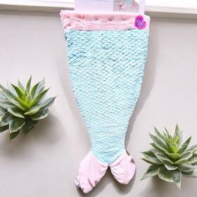 St80121c4 Authentic Kids Mermaid Tail Blanket Sleeping Bag Pink And Blue Scales Pattern Soft Fur Posh