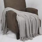 Baf131205ttsi Boon Knitted Tweed Throw Couch Cover Blanket Silver 794615143572