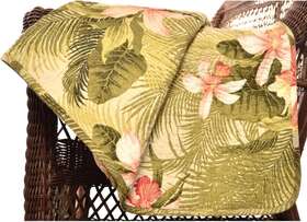 Tbb1391 Bahama Throw Blanket Green Cotton Reversible Oversized Quilted Tropical Flower Leaf
