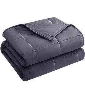 Bare Home 812228037955 Queen Weighted Blanket 15 L Heavy Size 60 X 80 Inch Light Gray